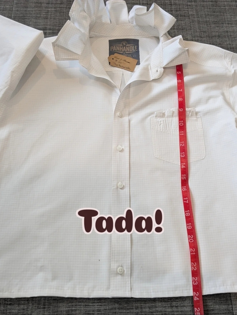 Viral Reworked Ruffled Collar Panhandle White Gingham Buttondown. - Picture 7 of 8